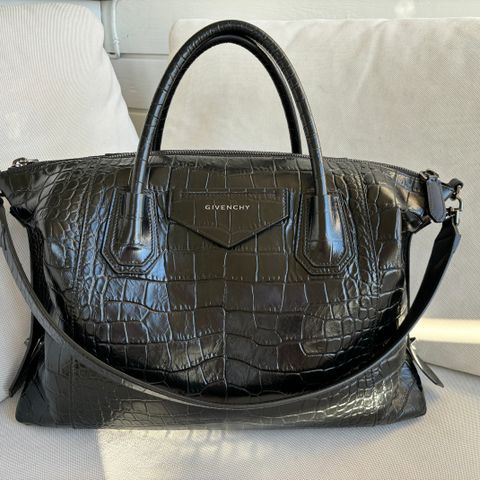Givenchy Antigona soft i «krokodille» med kvittering, tags, dustbag m.m