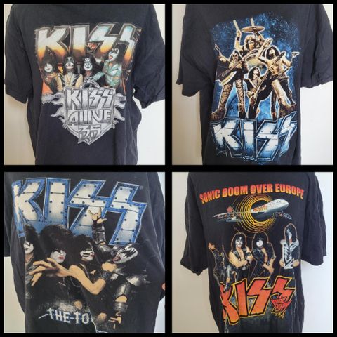 XL-XXL, 4 st Kiss band t-skjorter, vintage live tour