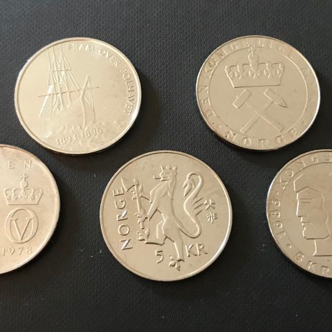 Minnemynter jubileumsmynter 5 kr