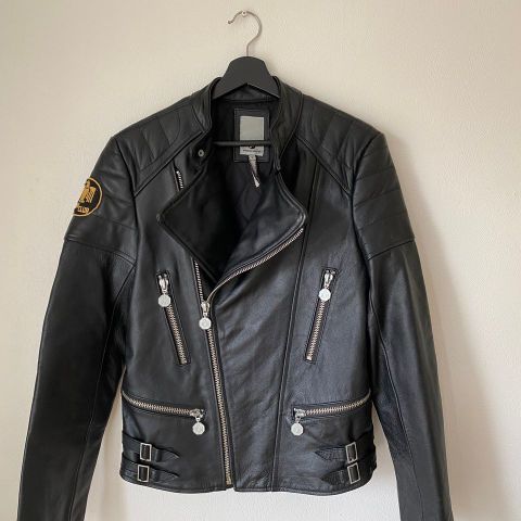 Vintage Original Skinnjakke Moto Cuir Pari MC Jakke, Størrelse M Dame.