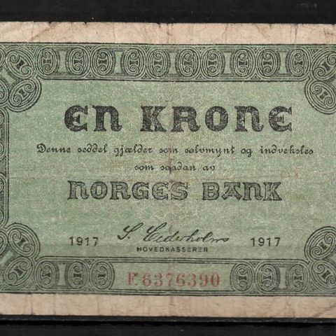 1 Krone seddel 1917 - Litra F