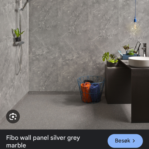 Fibo silver grey marble baderomsplater