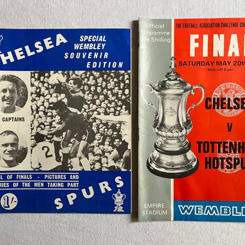 2 stk forskjellige programmer Chelsea - Tottenham FA Cup Finale 1967