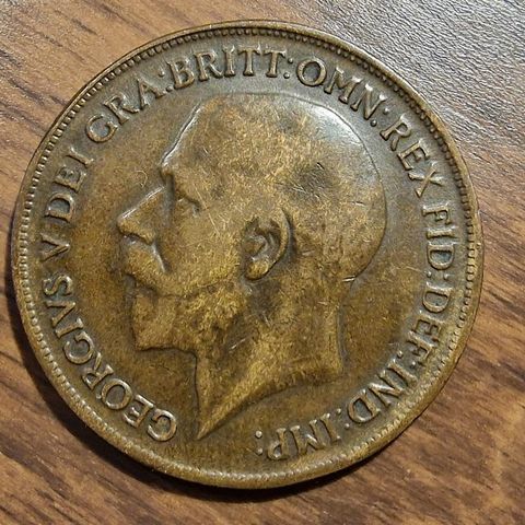 Engelsk 1 Penny (1917) Bronse Mynt