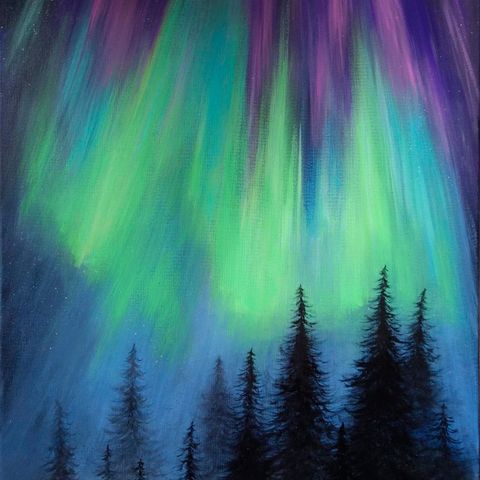 Håndmalt akryl maleri "Aurora" 70x50x2
