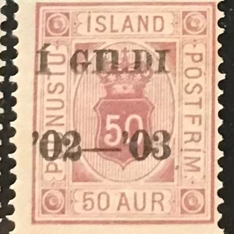 Island frimerker postfrisk, afa tj. 16**, 50 aur I Gildi 1902-03, pent