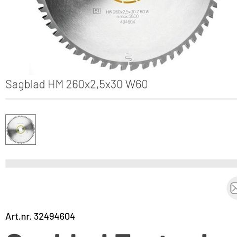 FESTOOL Sagblad KS 120 260x 2,5 x30 W60
