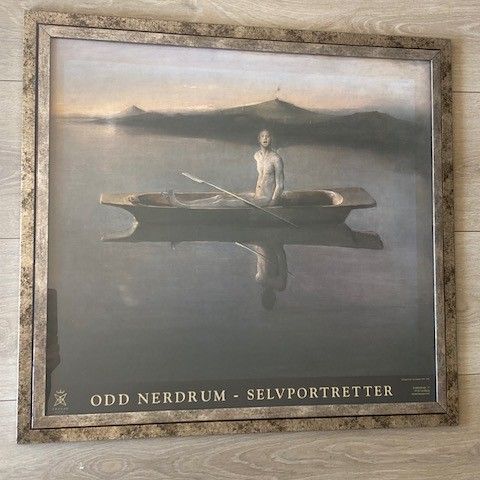 Odd Nerdrum Mann i båt - flott innrammet original plakat