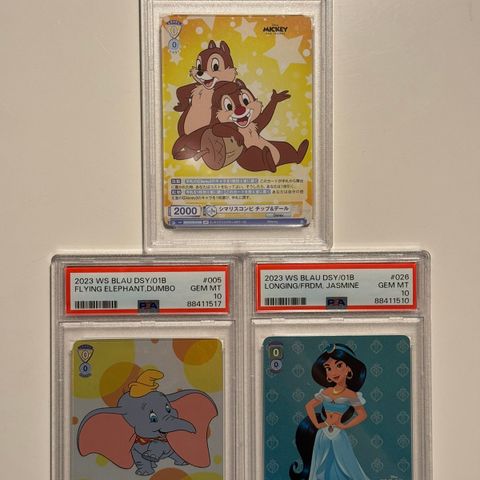 Pokemon Disney Weiss Blau PSA 10 Dumbo Jasmine Chip n Dale