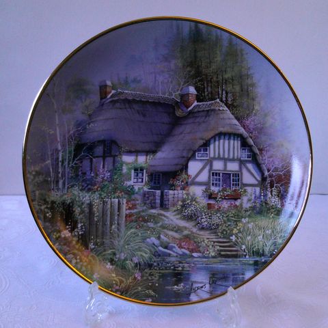Franklin Mint platte "Wildflower Cottage" fra 80-tallet