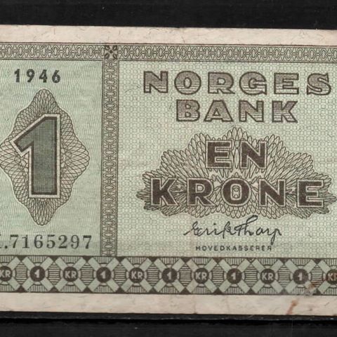 Pen Gammel 1 Krone Seddel 1946 - Litra I!