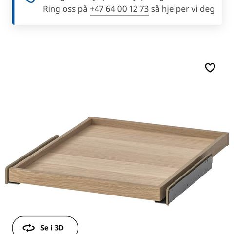 Ikea Komplement uttrekkbar hylleplate