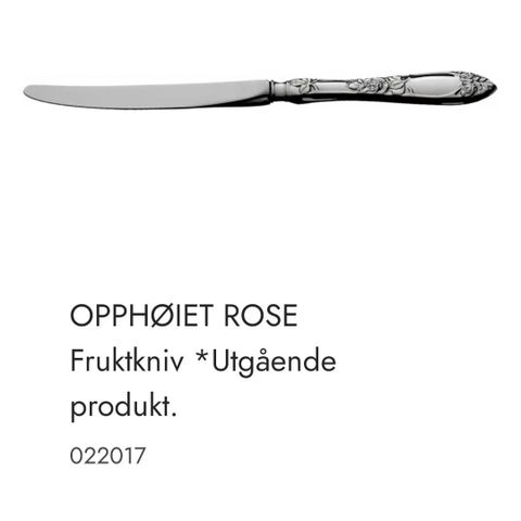 Opphøiet rose sølv fruktkniver/smørekniver