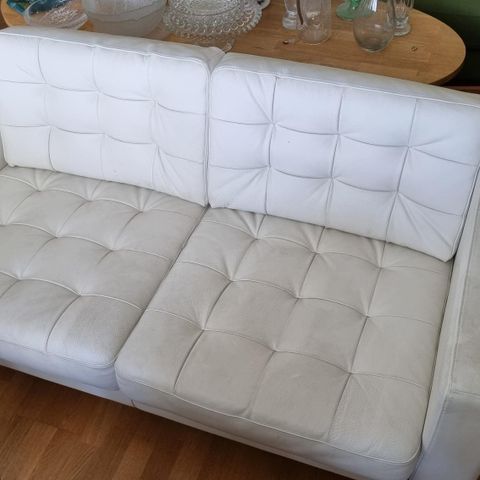 Ikea Landskrona 2-seter sofa,  hvitt skinn