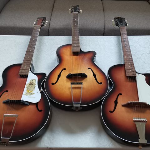 3 stk. LUCKY 7 gitarer fra 60 tallet
