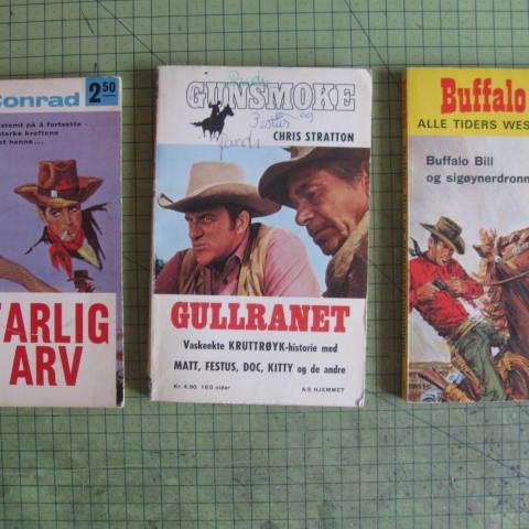 3 gamle Western pocket - Buffalo Bill - Kruttrøyk mm.  Se bilder!