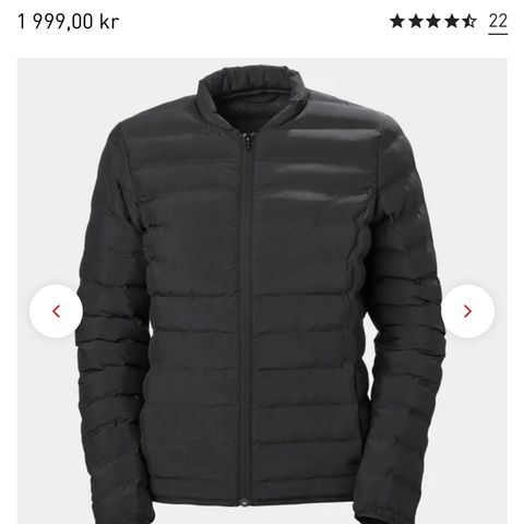 Helly Hansen svart mono insulator jakke til dame (som ny!)