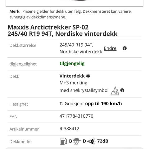 Maxxis Artictrekker Vinterdekk 245/40R19