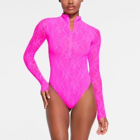 SKIMS - LINED LONG SLEEVE THONG BODYSUIT