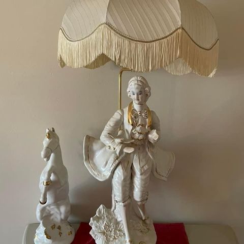 Capodimonte stor vintage porselen lampe