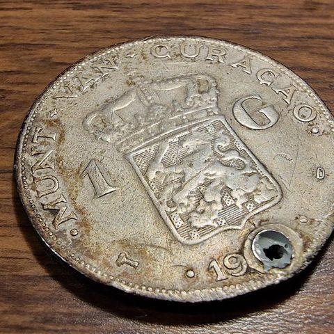 Nederlandsk, (Curaçao) 1 Gulden (1944) Sølv Mynt