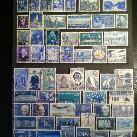Norge, frimerker, 2 lotter høyverdi/pakkepostmerker (kalt "blåmerker") 3 bilder