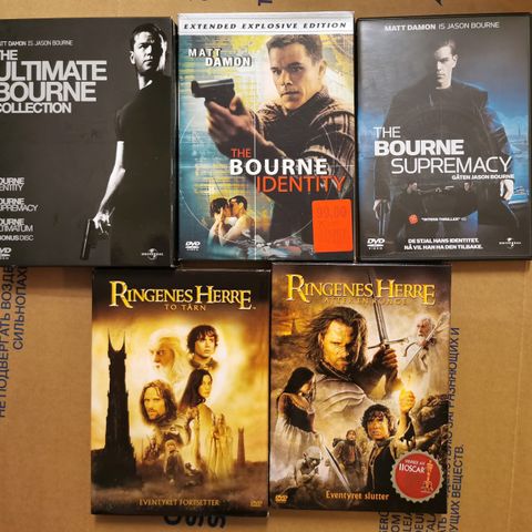 DVD filmer: Jason Bourne/Ringenes Herre/Spiderman +++