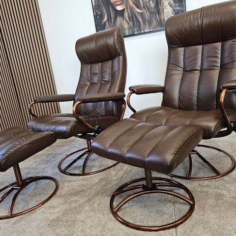 NY PRIS!! 2 stk. Stressless® Golf lenestoler med krakk fra Ekornes