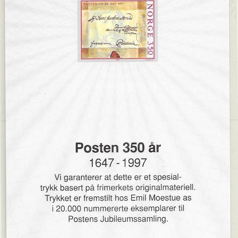 Frimerker - Posten 350 år - Jubileumsalbum