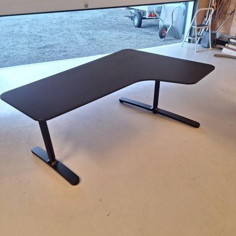 BEKANT hjørnearbeidsbord høyre, 160x110cm, svartbeiset askefiner svart