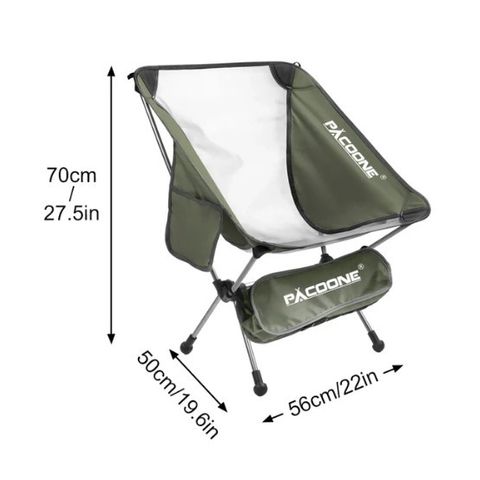 PACOONE Camping stol, sammenlegger. TÅLER 150KG