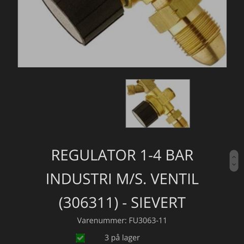 REGULATOR 1-4 BAR INDUSTRI M/S. VENTIL (306311) - SIEVERT