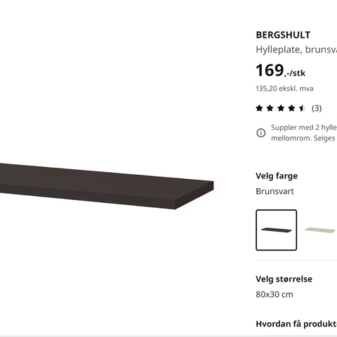 Bergshult hylleplate IKEA