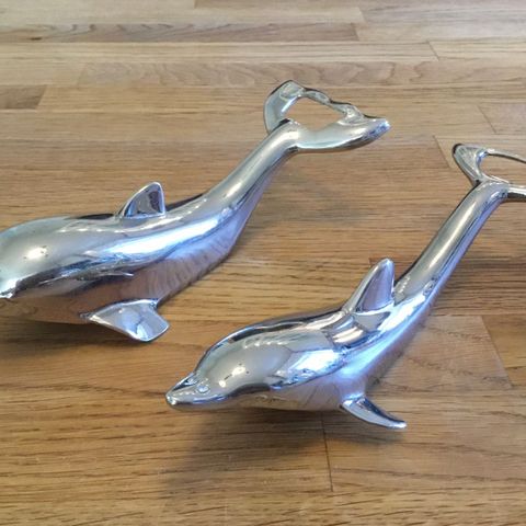 Delfin flaskeåpner i sølvplett