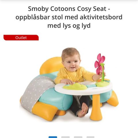 Oppblåsbar sittestilling med aktivitetsbord til baby
