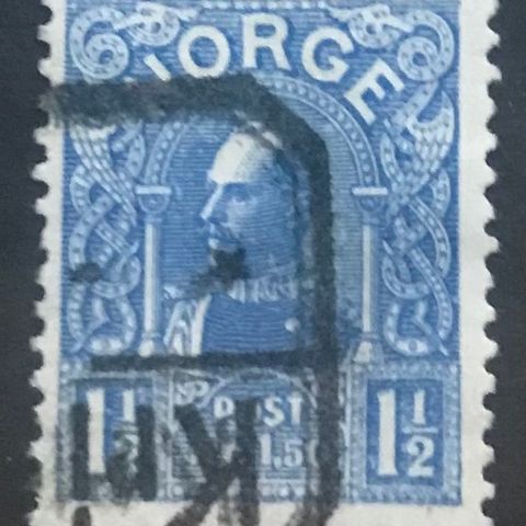 Norge frimerker stemplet, nk 94, 1 1/2 kr Kong Haakon 1909, bra merke