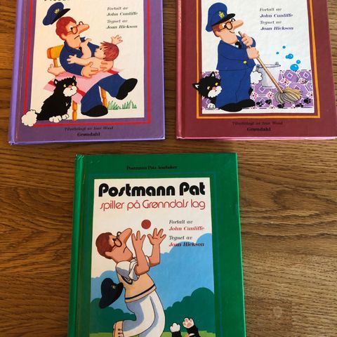 Retro Postmann Pat bøker 1987 og 1988 Alle 3 for kr. 200,-