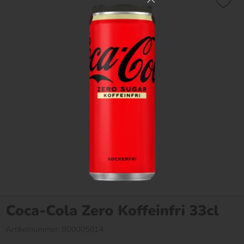 Coca Cola Zero / Koffeinfri
