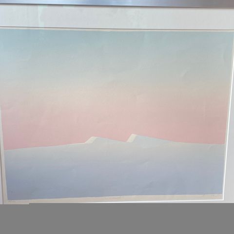 Stort Kåre Tveter litografi "Svalbard". UV-glass og ny innramming