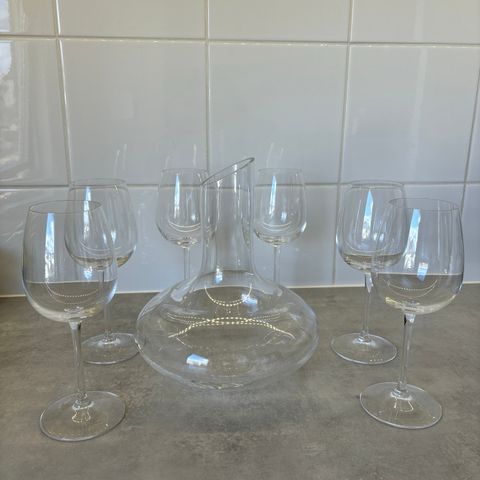 Cristal d'arques krystallglass og Orrefors Sweden karaffel selges samlet