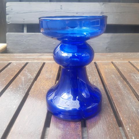 Koboltblå vintage glassvase