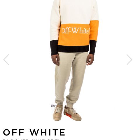 OFF WHITE BLOCKED KNIT CREW. 100% virgin wool. L str. som ny