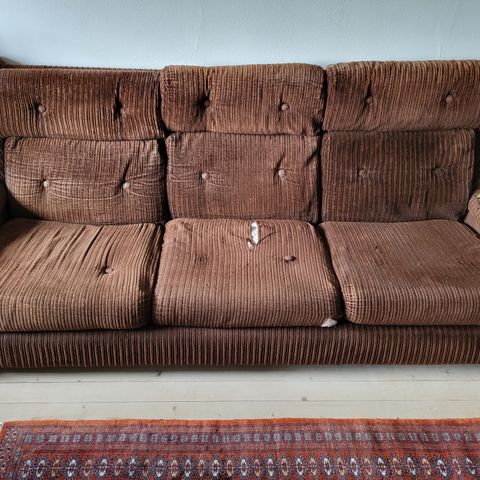 Veldi komfortabel sofa, fra 60-tallet i kordfløyel, retro vintage sofa