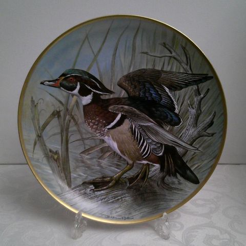Franklin Mint platte "Wood duck" Water birds of the world fra 1981