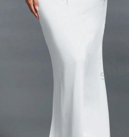 White Satin Mermaid Skirt With Low Waistline