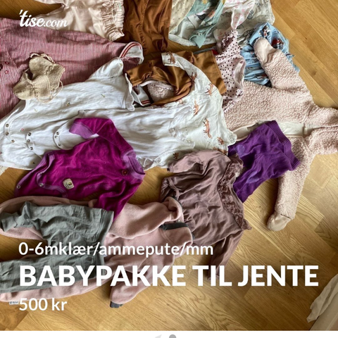 STOR kles-og utstyrspakke til baby jente 0-1 år