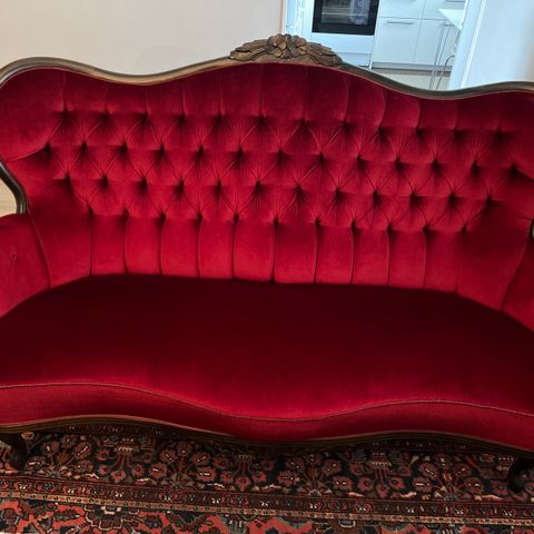 Retro velur sofa med to stoler