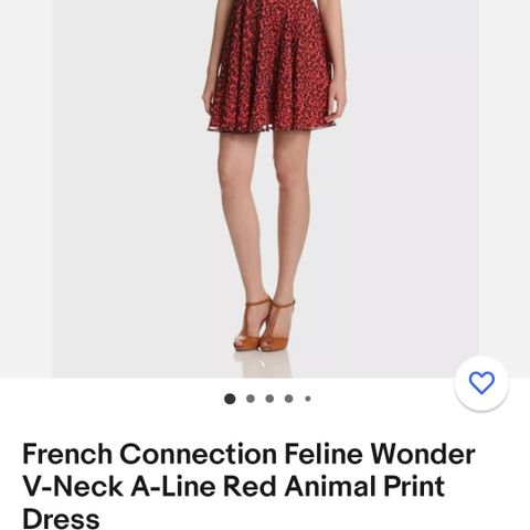 French Connection Feline Wonder V-Neck A-Line Red Animal Print Dress