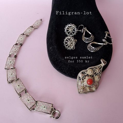 Vintage filigran-lot, sølv
