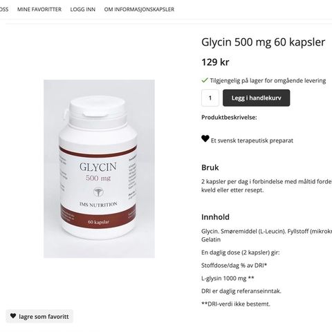 kosttilskudd Glycin